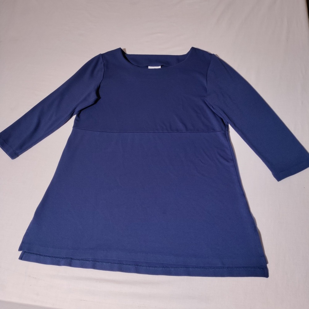 J JILL Blue Ponte Tunic‎ ¾ Sleeves Scoop Shirt Top Sz Small